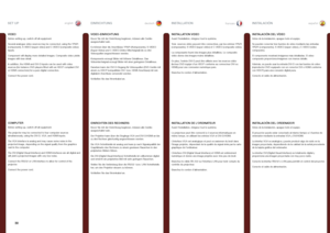 Page 3030
englishdeutschfrancaisespañol
VIDEO
Before setting-up, switch off all equipment .
Several analogue video sources may be connected, using the YPbPr (component), S-VIDEO (super video) and C-VIDEO (composite video) inputs . 
Component will display more detailed images  . Composite video yields images with less detail .
In addition, the HDMI and DVI-D inputs can be used with video sources (for instance DVD players fitted with an HDCP compliant DVI or HDMI connectors) for a pure digital connection ....