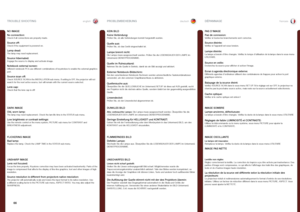 Page 66englishdeutschfrancais
66
NO IMAGE
No connection: Check if all connections are properly made .
Source off: Check if the equipment is powered on .
Lamp dead: The lamp may need replacement . 
Source hibernated: Engage the source to display and activate image .
Notebook external screen: Different notebook PC’s use different combinations of keystrokes to enable the external graphics port .
Source scan off: Check SOURCE SCAN in the INSTALLATION sub menu  . If setting is OFF, the projector will not search for...