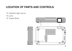 Page 119
Location of Parts anD controLs
12 . Ambient light sensor
13 .  Lens
14 .  Tripod Dock
14
1213
1
43 2
5
67 9
11
10
8 