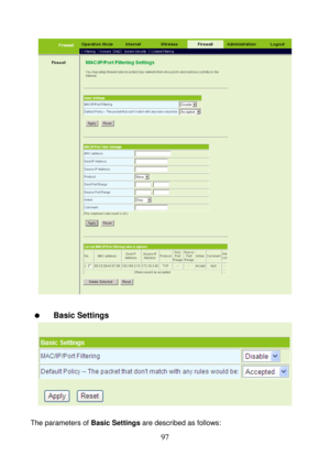 Page 102 
97 
 
 
  Basic Settings 
 
 
The parameters of Basic Settings are described as follows:  