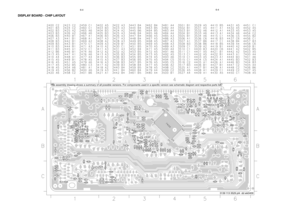 Page 20This assembly drawing shows a summary of all possible versions. For components used in a specific version see schematic diagram and respective parts list.
3139 113 3529 pt4  dd wk0409
DISPLAY BOARD - CHIP LAYOUT
6-46-4 