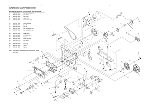 Page 479-6
9-6
AUTOREVERSE (AR) TAPE MECHANISM
1 9965 000 10041 Rec/Pb Head assembly
7 9965 000 10042 Cap Pinch R
8 9965 000 10043 Cap Pinch L
9 9965 000 10044 Roller Pinch
32 9965 000 10045 Solenoid assembly
34 9965 000 10046 Motor Assembly
36 9965 000 07441 Belt-SR
37 9965 000 07442 Belt-FR
39 9965 000 10047 Flex Socket 5pin Hort.
40-2 9965 000 10048 Flex Socket 8pin Hort.
40-3 9965 000 10049 Mode Switch
40-4 4822 116 83883 470R 5% 0,5W
40-5 9965 000 10050 Spacer
40-6 9965 000 10051 Photo Interrupter
40-7...