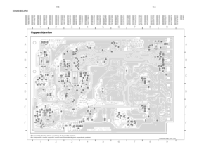 Page 71This assembly drawing shows a summary of all possible versions.
For components used in a specific version see schematic diagram respecti\
vely partslist.
Copperside view
Combi Board stage.7  2002 12 06
2000  D3
2003  A4
2006  A4
2025  B9
2028  B3
2029  F3
2031  B9
2036  B9
2037  B9
2038  F12042  B9
2043  A9
2045  F1
2051  C9
2057  B9
2060  B3
2061  B1
2062  B1
2063  A9
2064  A92065  A9
2066  A9
2067  A9
2068  A8
2070  B1
2301  E8
2302  C8
2303  E8
2304  C8
2307  E82308  C8
2315  C8
2316  E8
2324  F6
2339...