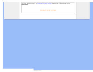 Page 145SPVCMFTIPPUJOH
For further assistance, refer to the Consumer Information Centers list and contact Philips customer service 
representative.

RETURN TO TOP OF THE PAGE

   
 
