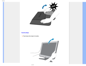 Page 66
The Base
 
Fold the Base 1) Push down the head of monitor.
  
file:///D|/make%20CD/190C8%20CD/lcd/manual/English/190C8/install/base.ht\
m (2 of 3)2008-3-31 12:40:55 