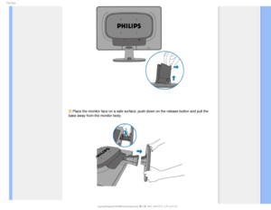 Page 685IF#BTF


2)Place the monitor face on a safe surface, push down on the release butto\
n and pull the 
base away from the monitor body. 


 
GJMF)]0&..0%&-41IJMJQT$%.BOVBM4848&%6MDENBOVBM&OHMJTI48JOTUBMMCBTFIUNK+ 