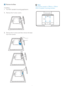 Page 108
  Remove the Base
Condition:
For VESA standard mounting applications   •
1.  Remove the 4 screw covers.
2.  Remove the 4 screws and then remove the base 
from the monitor.
 
100mm
100mm
 Note
This monitor accepts a 100mm x 100mm 
VESA-Compliant mounting interface.
 