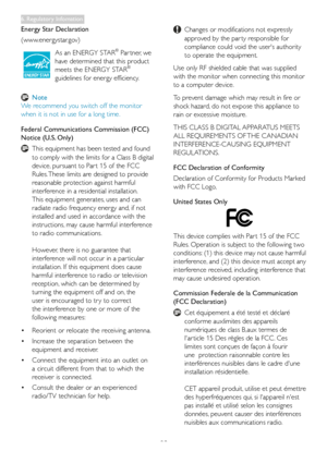 Page 25
23
Energy Star Declaration
(www.energystar.gov)
As an ENERGY STAR® Par tner, we 
have determined that this product 
meets the ENERGY STAR® 
guidelines for energy efficiency.
 Note
We recommend you switch off the monitor 
when it is not in use for a long time.
Federal Communications Commission (FCC) 
Notice (U.S. Only)
 This equipment has been tested and found 
to comply with the limits for a Class B digital 
device, pursuant to Par t 15 of the FCC 
Rules. These limits are designed to provide 
reasonable...