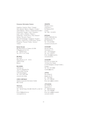 Page 4341 Consumer Information Centers
$UJHQWLQD$XVWUDOLD%UDVLO&DQDGD
1HZ=HDODQG%HODUXV%XOJDULD&URDWLD
&]HFK5HSXEOLF(VWRQLD8QLWHG$UDE(PLUDWHV
Hong Kong / Hungar y / India / Indonesia / 
,VUDHO/DWYLD/LWKXDQLD0DOD\VLD
0LGGOH(DVW1RU WK$IULFD1HZ=HDODQG
Pakistan / Romania / Russia / 
6HUELD	0RQWHQHJUR6LQJDSRUH6ORYDNLD
6ORYHQLD6RXWK$IULFD6RXWK.RUHD7DLZDQ
Philippines / Thailand / Turkey / Ukraine / 
Vietnam
Eastern Europe...