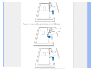 Page 435IF#BTF
Remove the 4 screws and then remove the base from the LCD monitor. 
GJMF&]-$%.POJUPS0&.1IJMJQT.QSPKFDU&&&%6#:$%$POUFOUTMDENBOVBM&/(-*4)&*/45--#4 