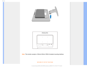 Page 765IF#BTF


Note: This monitor accepts a 100mmx100mm VESA-Compliant mounting interface.
RETURN TO TOP OF THE PAGE

GJMF&]-$%.POJUPS0&.1IJMJQT.1QSPKFDU4848&,($%$POUFOUTMDENBOVBM&/(-*4)48JOTUBMMCBT 