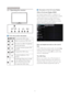 Page 86
2.2 Operating the monitor
67
5
4213
Front view product description
To access the OSD menu. 
Return to previous OSD level. 
Dim down to 60% of brightness 
level by one touch
. 
To switch monitor’s power ON 
and OFF
. 
To adjust the OSD menu. 
To adjust brightness of this 
monitor
. 
Smar tImage. There are 6 modes 
to be selected: Office, Photo,
Movie, Game, Economy, Off 
/To adjust the OSD menu.
Description of the On Screen Display
What is On-Screen Display (OSD)?
On-Screen Display (OSD) is a feature in...