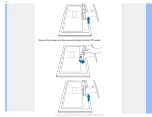 Page 435IF#BTF
Remove the 4 screws and then remove the base from the LCD monitor. 
GJMF&]-$%.POJUPS0&.1IJMJQT.QSPKFDU&&&%6#/$%$POUFOUTMDENBOVBM&/(-*4)&JOTUBMMCBT 