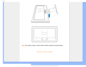 Page 445IF#BTF
Note: This monitor accepts a 100mmx100mm VESA-Compliant mounting interface.
RETURN TO TOP OF THE PAGE
 
  
GJMF&]-$%.POJUPS0&.1IJMJQT.QSPKFDU&&&%6#/$%$POUFOUTMDENBOVBM&/(-*4)&JOTUBMMCBT 