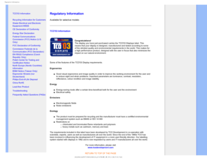 Page 123FHVMBUPSZ*OGPSNBUJPO
 
    


•
TCO03 Information
•
Recycling Information for Customers
•Waste Electrical and Electronic 
Equipment-WEEE
•
CE Declaration of Conformity
•Energy Star Declaration

•Federal Communications 
Commission (FCC) Notice (U.S. 
Only)
•
FCC Declaration of Conformity
•Commission Federale de la 
Communication (FCC Declaration)
•EN 55022 Compliance (Czech 
Republic Only)
•Polish Center for Testing and 
Certification Notice
•North Europe (Nordic Countries)...