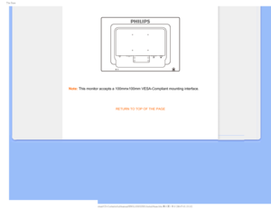 Page 705IF#BTF
Note: This monitor accepts a 100mmx100mm VESA-Compliant mounting interface.
RETURN TO TOP OF THE PAGE
 
  
GJMF&]-$%.POJUPS0&.1IJMJQT.QSPKFDU##&%6#OFXGPSNBU$%$POUFOUTMDENBOVBM&/(-*4)#JOT 