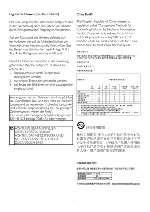 Page 3937
Ergonomie Hinweis (nur Deutschland)
Der von uns geliefer te Farbmonitor entspricht den 
in der Verordnung über den Schutz vor Schäden 
durch Röntgenstrahlen festgelegten Vorschriften. 
Auf der Rückwand des Gerätes befindet sich 
ein Aufkleber, der auf die Unbedenklichkeit der 
Inbetriebnahme hinweist, da die Vorschriften über 
die Bauar t von Störstrahlern nach Anlage III ¤ 5 
Abs. 4 der Röntgenverordnung erfüllt sind. 
Damit Ihr Monitor immer den in der Zulassung 
geforder ten Wer ten entspricht, ist...