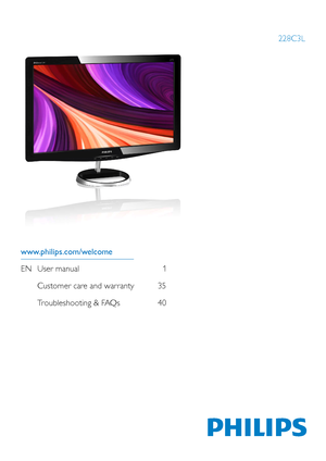 Page 1228C3L
www.philips.com/welcome         
EN User manual    1
  Customer care and warranty          35
  Troubleshooting & FAQs                40
 