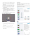 Page 1412
1. "Show Me" star ts color calibration tutorial. 
2. Star t - star ts the 6-step color calibration 
sequence. 
3. Quick View loads the before/after images. 
4. To return to Color home pane, click the 
Cancel button. 
5. Enable color calibration - by default is on. 
If unchecked, does not allow for color 
calibration to happen, dimes out star t and 
quick view buttons. 
6. Must have patent info in calibration screen.
 First color Calibration Screen: 
•	Previous button is disabled until the...