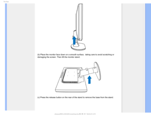 Page 635IF#BTF

(b) Place the monitor face down on a smooth surface,  taking care to a\
void scratching or 
damaging the screen. Then lift the monitor stand.

(c) Press the release button on the rear of the stand to remove the ba\
se from the stand.
 
 

GJMF&]-$%.POJUPS0&.1IJMJQT.QSPKFDU##&%6#7MDENBOVBM&/(-*4)#JOTUBMMCBTFIUNK+ 