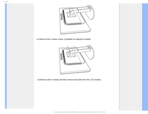 Page 765IF#BTF

(c) Remove the 4 screw covers. (available for selective models)
(d) Remove the 4 screws and then remove the base from the LCD monitor.\
 


 
GJMF&]-$%.POJUPS0&.1IJMJQT.1QSPKFDU181818&%6$%$POUFOUTMDENBOVBM&/(-*4)18JOTUBMMCBTF 