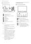 Page 75
2. Setting up the monitor
2.2  Operating the monitor
 Front view product description
  :  To access OSD menu.
  :  Return to previous OSD level.
  :  Dim down up to 50% of brightness 
level by one touch.
  :  To switch monitor’s power on and 
off.
  :  To adjust the OSD menu.  
:  To adjust volume of the display.
  :  Smar tImage. There are 6 modes to 
be selected: Office, Photo, Movie, 
Game, Economy and Off.
67
5
4213
  Connecting to your PC
  Kensington anti-thief lock
  AC power input
  DVI-D input...