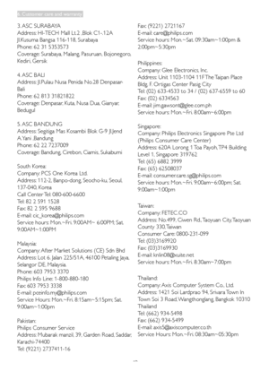 Page 4240
3.	ASC	SURABAYA
Address: 	HI-TECH	Mall	Lt.2	,Blok	C1-.12A	
Jl.Kusuma Bangsa 116-118, Surabaya
Phone:	62	31	5353573
Coverage: 	Surabaya,	Malang,	Pasuruan, 	Bojonegoro, 	
Kediri, Gersik
4.	ASC	BALI
Address: 	Jl.Pulau	Nusa	Penida	No.28	Denpasar-	
Bali
Phone:	62	813	31821822
Coverage: 	Denpasar, 	Kuta,	Nusa	Dua, 	Gianyar,	
Bedugul
5.	ASC	BANDUNG
Address: 	Segitiga	Mas	Kosambi	Blok	G-9	Jl.Jend	
A.Yani	,Bandung
Phone:	62	22	7237009
Coverage: 	Bandung,	Cirebon,	Ciamis,	Sukabumi
South	Korea:
Company: 	PCS	One...