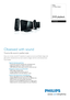 Page 1 
 Philips
2.1 Home theater
DVD playback
HTS3220
Obsessed with sound
True-to-life sound in perfect style
Enjoy your movies, music & TV 
experience in great surround sound! Stylish design with 
glass panels, entertainment has never looked  so elegant with this multi-entertainment 
home theater.
Superior listening experience
• Crystal Clear Sound for supe rbly clear and detailed sound
• Dolby Virtual Speaker for realistic surround sound
• 350W RMS power delivers great sound for movies and music
Designed to...