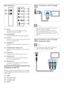 Page 108
Option 1: Connect to the TV through 
HDMI
 
Note
If the HDT V has a DVI connector, connect  •using an HDMI/DVI adapter.
If the T V suppor ts EasyLink HDMI CEC ,  •control the home theater and T V with one 
remote contro l (see ‘Use Philips EasyLink ’ on 
page 1 4).
Option 2: Connect to the TV through 
YPbPr (component video)
Note
The component video cable or connector  •might be labeled  Y Cb Cr or YUV.
 
TV
TV
Component Video In
Back connectors
 
a  DC INConnects to the AC-DC adapter. (Model: PHILIPS...