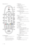 Page 108
b
 ( Home )
Accesses the home menu.
c
 ( Disc menu )
Accesses or exits the disc menu. 
d
Navigation buttons •
Navigates menus.
•
In radio mode, press lef t or right to 
star t auto search.
e
 /
 ( Previous/Next )
•
Skips to the previous or nex t track, 
chapter or ﬁ le.
•
In radio mode, selects a preset radio 
station.
f
OK 
Conﬁ rms an entr y or selection.
g
 ( Sound options )
Accesses or exits various sound options.
h
 ( Options )•
Accesses more play options during 
playback.
•
In radio mode,...