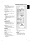 Page 1111
English
Remote Control (c o n t i n u e d )
13
14
15
16
17
18
20
21
22
23
24
25
19
m MP3-DIRECT 
–  Switches to MP3 mode for the source 
connected through the MP3 Direct 
socket at the front panel.
n SUBTITLE
–  Selects a DVD subtitle language.
o DISC MENU
–  For DVD, enters or exits disc contents 
menu.
–  For VCD/SVCD, enters digest menu. 
p W X S T
–  DISC: selects movement direction in the 
menu.
–  TUNER: press up or down to tune the 
radio frequency up/down.
–  TUNER: press left or right to...