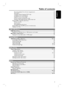 Page 77
English
Resuming playback from the last stopped point.................................................................................29
Zooming in ....................................................................................................................................................29
Changing subtitle language (DVD only) ................................................................................................29
Changing sound track language...