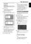 Page 2727
English
Playing MP3
IMPORTANT!You have to turn on your TV and set to
the correct Video In channel.  (See page 19
“Setting the TV”).
1Load an MP3 disc.
➜The disc reading time may exceed 30
seconds due to the complexity of the
directory/file configuration.
2Playback will start automatically.
➜A list of albums/tracks menu will appear on
the TV.
(example for MP3 album menu)
Album name 1
Album name 2
Album name 3
Album name 4
Album name 5
Press OK, Right or Play to start playback
(example for MP3 track...