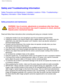 Page 2
Safety & Troubleshooting
Safety and Troubleshooting Information
Safety Precautions and Maintenance • Installation Locations • FAQs • Troubleshooting • 
Regulatory Information • Other Related Information
Safety precautions and maintenance 
WARNING: Use of controls, adjustments or procedures other than those 
specified in this documentation may result in exposure to shock, electri\
cal 
hazards and/or mechanical hazards. 
Read and follow these instructions when connecting and using your comput\
er...