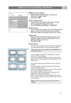 Page 17MPEG artefact reduction
MPEGartefact reductionOnsmoothens the
transitions on digital content.
