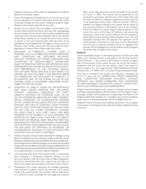 Page 66xii
implied or statutor y, to which, under any applicable law, it might be 
deemed to have been subject.
7.   Claims of Infringement. If Recipient learns of any third par ty claim 
that any disposition of Covered Code and/or functionality wholly 
or par tially infringes the third par ty’s intellectual proper ty rights, 
Recipient will promptly notify SGI of such claim.
8.   Versions of the License. SGI may publish revised and/or new 
versions of the License from time to time, each with a distinguishing...