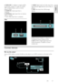 Page 41     
EN           41   
English
 
4. HDMI ARC: In addition to regular HDMI 
functionality, outputs TV audio to a HDMI 
ARC compliant device, such as a home 
theatre system. 5. AUDIO IN: Audio input from a 
computer. 6. ANTENNA: Signal input from an antenna, 
cable or satellite. 
7. VGA: Video input from a computer.  
Side  
 
1. HDMI: Digital audio and video input from 
high-definition digital devices such as Blu-ray 
players. 2. USB: Data input from USB storage 
devices.      
 
3. CI (Common Interface...