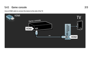 Page 3125.4.1      Game  console
2/3
Use an HDMI cable to connect the device to the side of the TV.
 