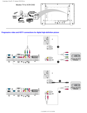 Page 112
Connecting to Your PC, TV Antenna, DVD/VCR etc.
Progressive video and HDTV connections for digital high-definition pictu\
re
 
file:///D|/My%20Documents/dfu/BDL3221V/english/320wn6/INSTALL/CONNECT.HT\
M (7 of 9)2005-11-07 12:52:38 PM 