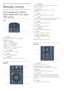 Page 155
Remote control
5.1
Key overview (For 4000,
4100, 4200, 4101, 4111, 4201,
5210 series)
Top
1.
    Standby  /  On
To switch the TV on or back to Standby.
2. Playback  keys
- Play 
 , to playback
- Pause 
 , to pause playback
- Stop 
 , to stop playback
- Rewind 
 , to rewind
- Fast forward 
 , to go fast forward
- Record 
 , to record now
3.   
  TV GUIDE
To open or close the TV Guide.
4.   
  SETUP
To open the Settings menu.
5.   
  FORMAT
To open or close the Picture format menu.
Middle 1....