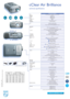 Page 2LC4746 cClear Air Brilliance
LCD3x 0.79 high-temperature poly-silicon active matrix LCD’s 
Resolution XGA 
Brightness 2600 ANSI  lumens 
dimmed 2000 ANSI  lumens 
Lamp 200 W Philips UHP 
Avarage life time 2000 hours 
Contrast400:1 Fan noise 33 dB (30 dB in whisper mode) Loudspeakerpowerful 6 W speaker 
LensF/1.75 - 2.1 ; f = 26.7 - 31.8 mm 
1.2x Manual Zoom; Manual Focus 
Projection distance  1,0 - 10 m (image diagonal 30.3 - 303) 
Input signals Video  NTSC 3.58, 4.43 ; PAL B,G,D,H,I,N,M ; SECAM...