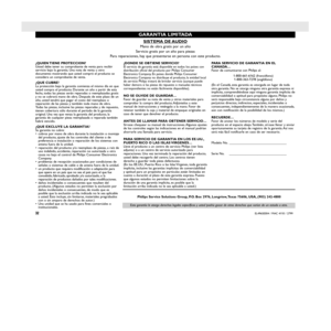 Page 32¿QUIEN TIENE  PROTECCION? 
Usted debe tener su comprobante de venta para recibir
servicio bajo la garantía. Una nota de venta u otro
documento mostrando que usted compró el producto se
considera un comprobante de venta.
¿QUE CUBRE?
La protección bajo la garantía comienza el mismo día en que
usted compra el producto. Durante un año a partir de esta
fecha, todas las piezas serán reparadas o reemplazadas gratis
y no se cobrará mano de obra. Después de este plazo de un
año, usted tendrá que pagar el costo...