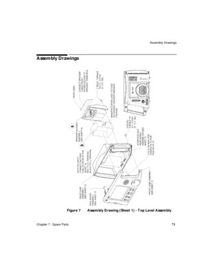 Page 83Assembly Drawings
Chapter 7 - Spare Parts
71
Assembly Drawings  
Figure 7 Assembly Drawing (Sheet 1) - Top Level Assembly 