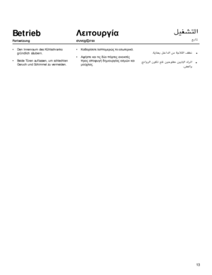 Page 1313
Betrieb
Fortsetzung
 Den Innenraum des Kühlschranks
gründlich säubern.
 Beide Türen auflassen, um schlechten
Geruch und Schimmel zu vermeiden.)
%
&
 
*	


 



	


%





	


 
 	
F=!)?7%	
!#O`
nL