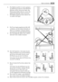 Page 616. Die Abdeckung (b1) mit einem geeigne-
ten Werkzeug entfernen. Den Haltestift
(b2) des unteren Scharniers lösen, das
Distanzstück (b3) entfernen und an der
gegenüberliegenden Seite montieren.
7. Die Abdeckung (b1) auf der anderen Sei-
te wieder anbringen.
8. Die Türverriegelungselemente (d2, d3)
umkehren, auf die andere Seite der an-
deren Tür versetzen und durch Herein-
schrauben der Schraube (d4) befestigen.
9. Die Anschläge (d5, d6) auf der anderen
Seite der Türen wieder einsetzen.
10. Den Griff...