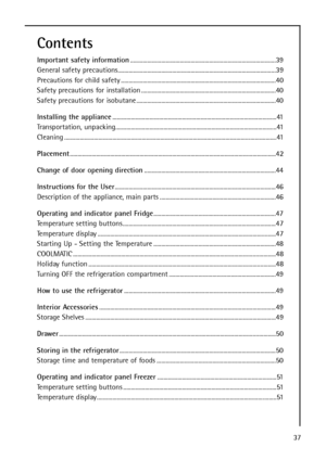 Page 3737
Contents
Important safety information..............................................................................................39
General safety precautions......................................................................................................39
Precautions for child safety ....................................................................................................40
Safety precautions for installation...