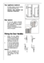 Page 3636
Your appliance needs air
For safety reasons, minimum ventila-
tionmust be as shown Fig.
Attention: keep ventilation ope-
nings clear of obstruction;

 

Rear spacers
Fit the rear spacers contained
inside the appliance to ensure
even dissipation of heat genere-
ted during operation. 
Proceed in the sequence illustra-
ted by the figures.
Fitting the Door Handles
1. Screw the top handle
bracket to the handle rod
(1). Fit the bottom handle
bracket on the lower left-
hand side of the...