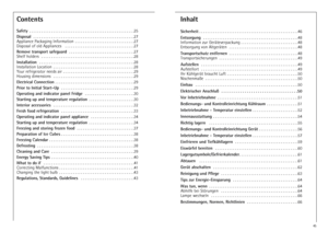 Page 324ContentsSafety . . . . . . . . . . . . . . . . . . . . . . . . . . . . . . . . . . . . . . . . . . . . . . . . . . . . .25
Disposal . . . . . . . . . . . . . . . . . . . . . . . . . . . . . . . . . . . . . . . . . . . . . . . . . . .27
Appliance Packaging Information  . . . . . . . . . . . . . . . . . . . . . . . . . . . . . .27
Disposal of old Appliances   . . . . . . . . . . . . . . . . . . . . . . . . . . . . . . . . . . .27
Remove transport safeguard . . . . . . . . . . . . . . . . . . . . . . . ....