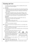 Page 18
18

Cleaning and Care

For hygienic reasons the appliance interior, including interior acces-
sories, should be cleaned regularly.

Warning!

¥ The appliance must not be connected to the mains during cleaning.Danger of electrical shock. Before cleaning switch the appliance off
and remove the plug from the mains, or disconnect from the elec-
tricity supply.
¥ Never clean the appliance with a steam cleaner. Moisture could accumulate in electrical components and there is a danger of an
electrical shock....