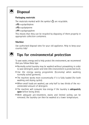 Page 8Disposal
Packaging materials
The materials marked with the symbol  are recyclable.
>PEPSPP